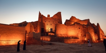 People standing outside the  At-Turaif UNESCO World Heritage Site