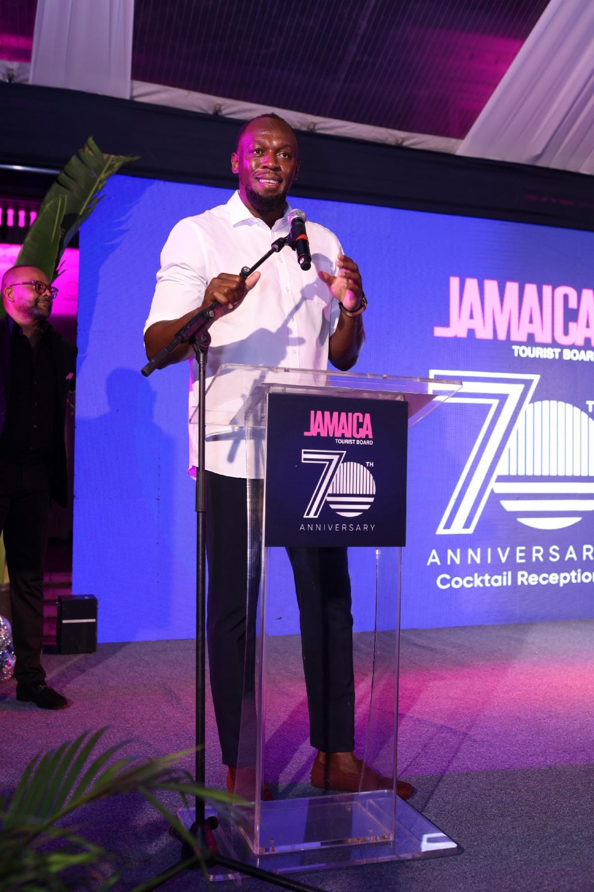 Pictured: Minister of Tourism, Hon Edmund Bartlett (R) pauses for a photo opportunity with Minister of Culture, Gender, Sports and Entertainment, Hon Olivia Grange (2nd L), sprint legend Hon Usain Bolt (1st R) and Director of Tourism, Donovan White (L) at the Jamaica Tourist Board’s 70th Anniversary Cocktail at Devon House yesterday where Usain was announced as Jamaica’s Global Tourism Ambassador.