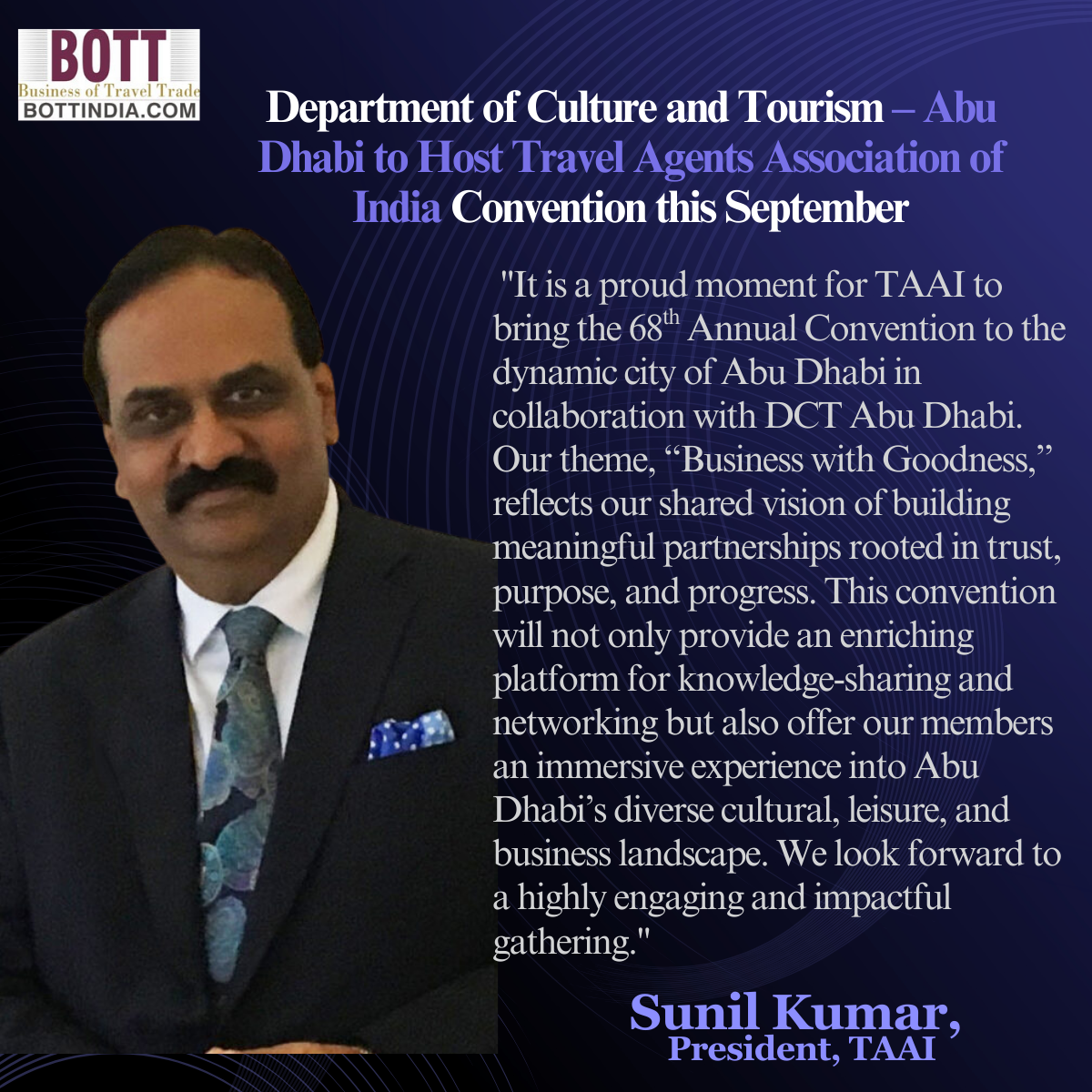 Department of Culture and Tourism – Abu Dhabi to host Travel Agents Association of India Convention this September