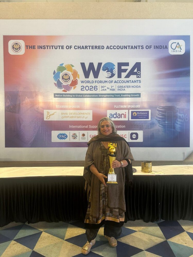 CA Neeraj Ghei honoured with the prestigious “CA Women Lifetime Achievement Award 2025” by ICAI