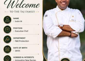 Subin Mecheri joins Taj Wayanad Resort & Spa as Executive Chef